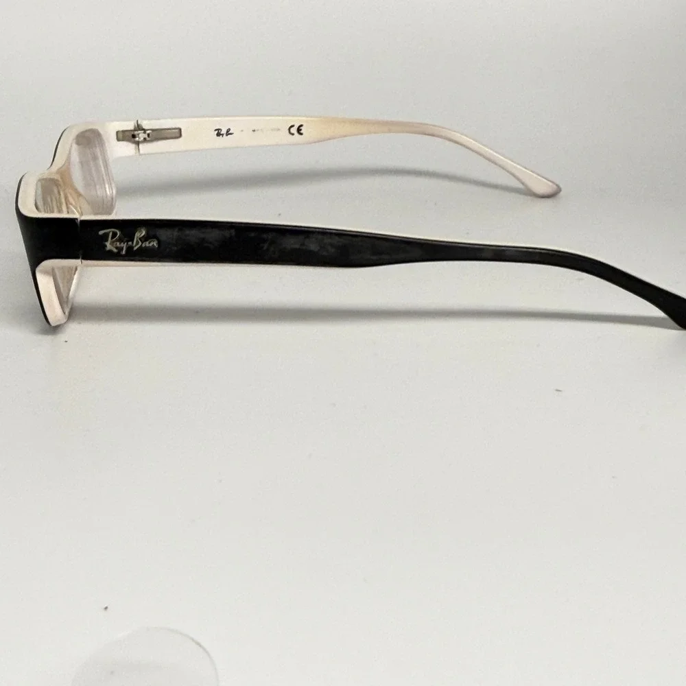 Ray-Ban‎ RB 5114 2097 Eyeglasses Black White Rectangular Frame 52-16-135